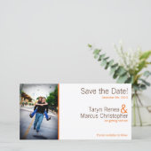 4x8 Uitnodigingskaart Bruin Oranje Chevron Save The Date (Staand voorkant)