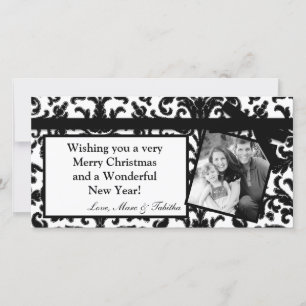 4x8 Zwart Damask Ribbon Lijst FOTO Kerst Kaart