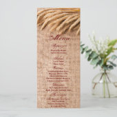4x9.25 Cartes de menu Blé sur Burlap Sack Country (Debout devant)