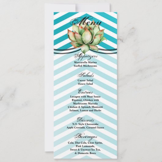 4x9.25 Cartes de menu Boho Cactus Cactus Succulent (Devant)
