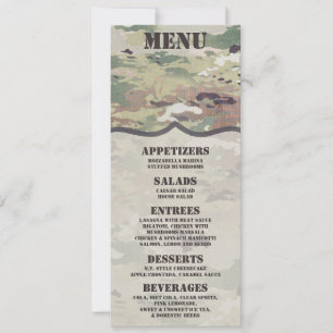 4x9.25 Cartes de menu Camoflauge Uniforme de Camof