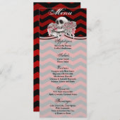 4x9.25 Cartes de menu crâne Rose gothique Chevron (Devant / Derrière)