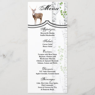 4x9.25 Cartes de menu Deer Doe Buck Woodland Hunti