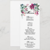 4x9.25 Cartes de menu Fleur tropicale en blanc (Devant / Derrière)