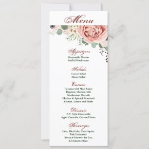 4x9.25 Cartes de menu Jardin géométrique Rose Anem