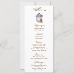 4x9.25 Cartes de menu Mariage campagnard d'été Rus