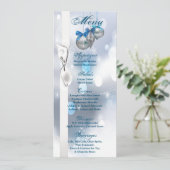 4x9.25 Cartes de menu Ornements Snowflakes Flacons (Debout devant)