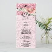4x9.25 Cartes de menu Parties scintillant de Rose  (Debout devant)