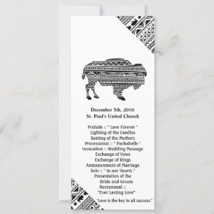 4x9.25 Cartes de programme Boho Buffalo Tribal Mot
