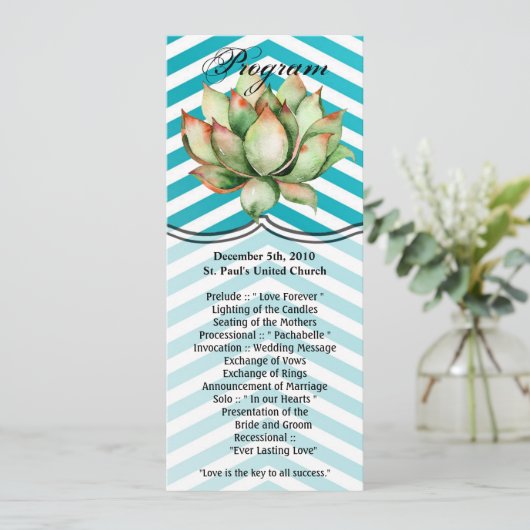 4x9.25 Cartes de programme Boho Cactus Cactus Succ (Debout devant)