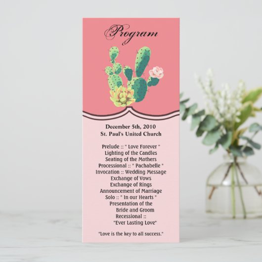 4x9.25 Cartes de programme Cactus de Bohême Succul (Debout devant)