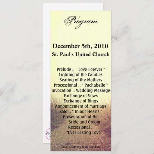 4x9.25 Cartes de programme Chemin de promenade Sun (Devant / Derrière)