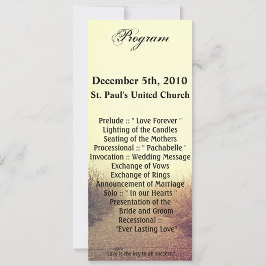 4x9.25 Cartes de programme Chemin de promenade Sun (Devant)