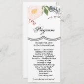 4x9.25 Cartes de programme Fleurs florales blanche (Devant / Derrière)