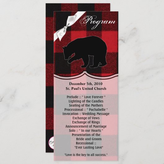 4x9.25 Cartes de programme Ours rouge bison plaqué (Devant / Derrière)