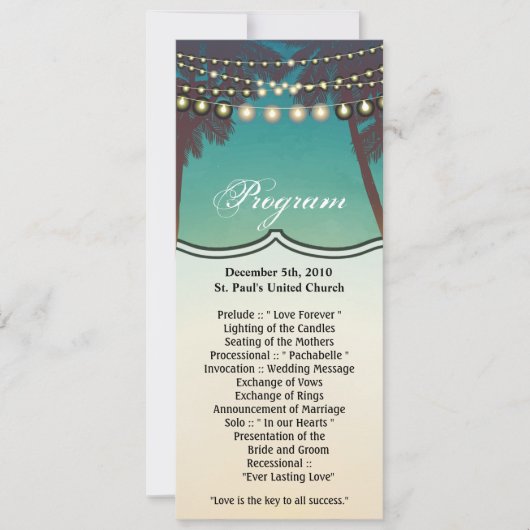 4x9.25 Cartes de programme Plage Coucher de soleil (Devant)