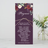 4x9.25 Cartes de programme Plum Purple Rose Gold G (Debout devant)