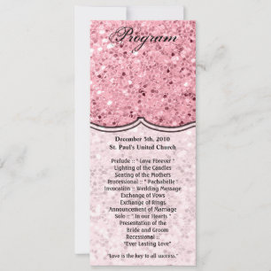 4x9.25 Cartes de programme Rose Parties scintillan