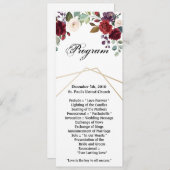 4x9.25 Cartes de programme Roses blanches Or Géomé (Devant / Derrière)