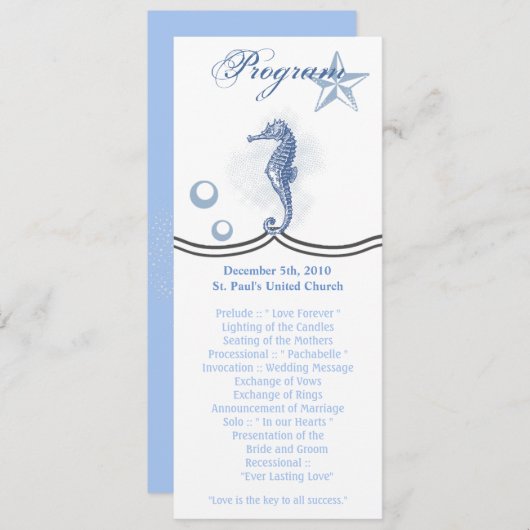 4x9.25 Cartes de programme Seahorse Sea Ocean Beac (Devant / Derrière)