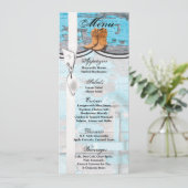 4x9.25 Menu Kaarten Blauw Hout Schuur Deurlaarzen (Staand voorkant)