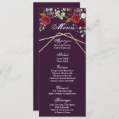 4x9.25 Menu Kaarten Pruim Paarse Rozen Goud Geomet (Voorkant / Achterkant)