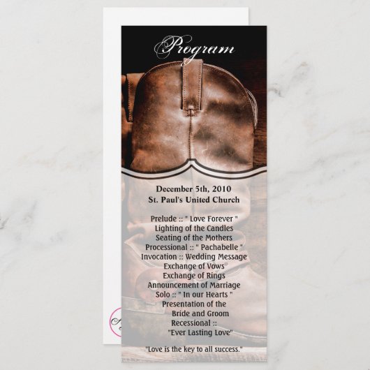 4x9.25 Programma Kaarten Cowboy laarzen Schuur Hou (Voorkant / Achterkant)