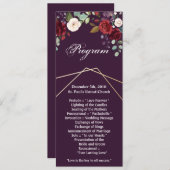 4x9.25 Programma Kaarten Plum Paarse Rozen Gold Ge (Voorkant / Achterkant)