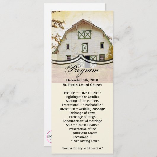 4x9.25 Programma Kaarten Sunset Barn Country Rusti (Voorkant / Achterkant)