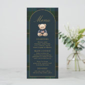 4x9" Classic Teddy Bear Plaid Baby Shower Menu (Debout devant)