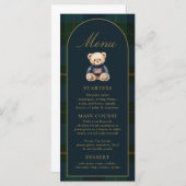 4x9" Classic Teddy Bear Plaid Baby Shower Menu (Devant / Derrière)