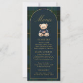 4x9" Classic Teddy Bear Plaid Baby Shower Menu (Devant)