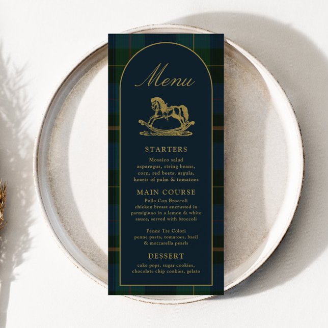 4x9" Klassiek groen geruit babyshower menu (Creator heeft geüpload)