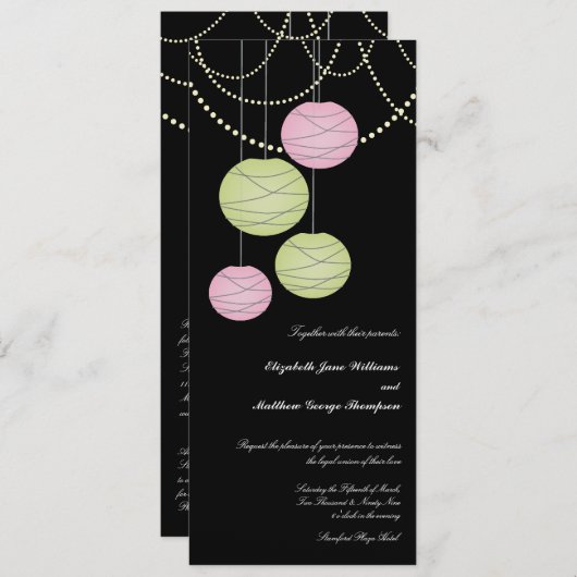 4x9 Longue Mariage de papier vert Invitation (Devant / Derrière)