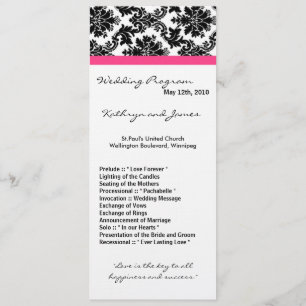 4x9 Programme de mariage - Damas noires et rose ch