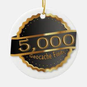 5000 VINDT GEOCACHING ACHIEVEMENT AWARD KERAMISCH ORNAMENT