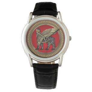 [500] Assyrische vleugellam: goud en zwarte Lamass Horloge