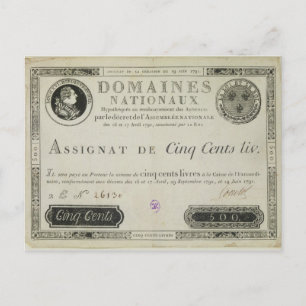500 biljetten van 500 livres, 19 juni 1791 briefkaart