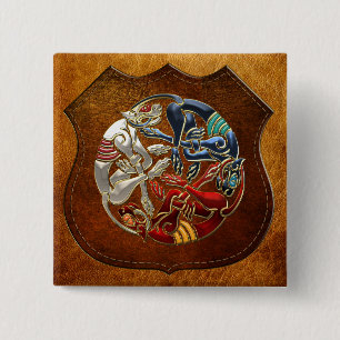 [500] Celtic Sacred Art - Drie Honden Vierkante Button 5,1 Cm