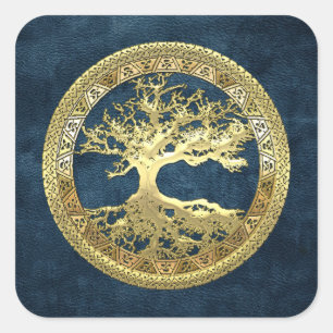 [500] Celtische boom of Life [Gold] Vierkante Sticker