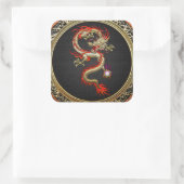 [500] Golden Chinese Dragon Fucanglong Vierkante Sticker (Tas)