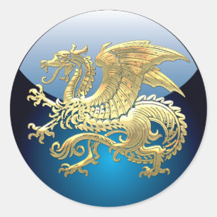 [500] IJslandse draak, Landvætir [Gold] Ronde Sticker