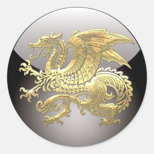 [500] IJslandse draak, Landvætir [Gold] Ronde Sticker