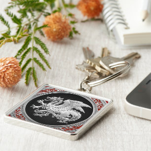 [500] IJslandse draak, Landvætir [Silver] Sleutelhanger