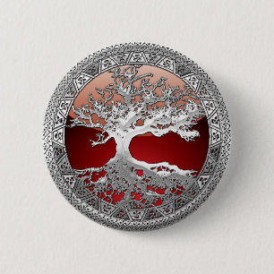 [500] Keltische Boom van [het Zilveren] Leven Ronde Button 5,7 Cm