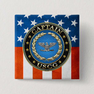 [500] Kustwacht: Kapitein (CAPT) Vierkante Button 5,1 Cm