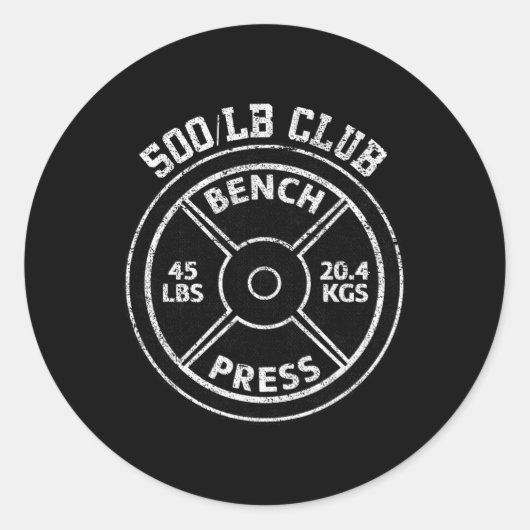 500 Lbs Pound Bench Press Club Gym Weightlifting P Ronde Sticker (Voorkant)