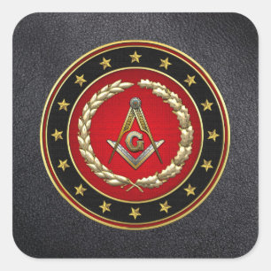 [500] Masonic Square and Compass [3rd Degree] Vierkante Sticker