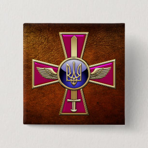 [500] Oekraïense luchtmacht Emblem Vierkante Button 5,1 Cm