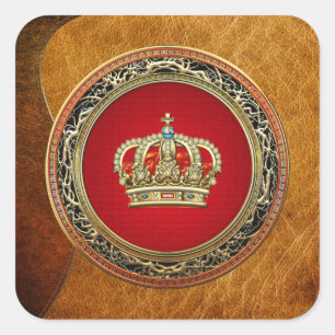 [500] Princess King-Queen Crown [Belg.Gold] Vierkante Sticker